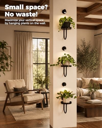 Bamworld Wall Plant Holder with Lights, Black, 3pcs - Image 3
