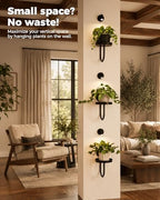 Bamworld Wall Plant Holder with Lights, Black, 3pcs - Image 3