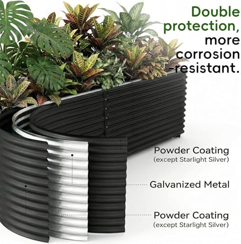 Land Guard 2 Pack 6×3×2 ft Galvanized Metal Raised Garden Bed, 2FT Deep Root Elevated Planter Box Steel Large Vegetable Flower Bed Kit, Gray - Image 4