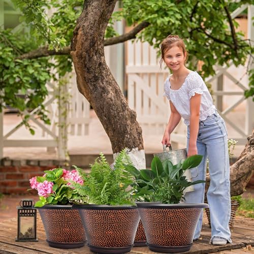 Quarut 12 Inch Pots for Plants,4 Pack Large Flower Pots with Drainage Hole - Image 6