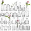 Vintage Glass Bud Vases Bulk 30 Pack, Small Clear Flower Vases by CAKKVDE
