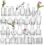 Vintage Glass Bud Vases Bulk 30 Pack, Small Clear Flower Vases by CAKKVDE