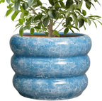 SQOWL 10 Inch Planter Pot - Ceramic Plant Pot with Drainage Hole Planter for Indoor Plants Large Flower Pot Decorative Plant Pot Outdoor Planter for Porch Decor Blue by SQOWL