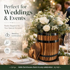 Sunmuliiiy2Pcs Wood Wine Barrel Vase 8" x 6.5" Rustic Wooden Flower Vase Rustic Barrel Barrel Planter for Wedding Reception Table Decoration Home Indoor Outdoor Garden, Kitchen, Party Table Decoration - Image 3