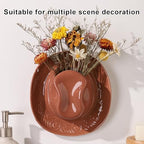 Hanging Wall Planters for Indoor Plants, Wall Vases for Flowers, Ceramic Cowboy Hat Vases for Decor, for Bathroom, Living Room, Office, and Home Decor. Brown Medium - Image 6