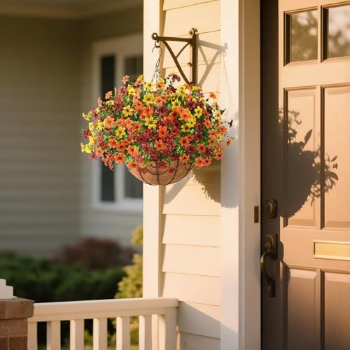Artificial Flowers for Outdoors Faux Fall Hanging Baskets UV Resistant - Image 2