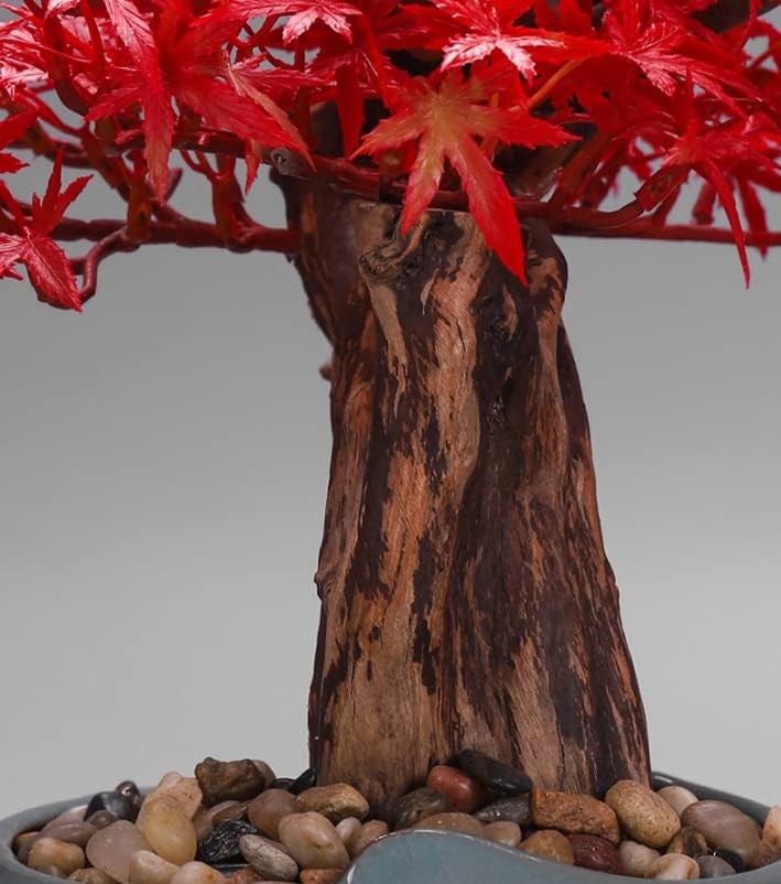 Artificial Bonsai Pine Tree, Faux Potted Plant Desk Display Fake Tree Pot Ornaments, Welcome Pine Fake Plant for Home, Office Decoration,Red - Image 4