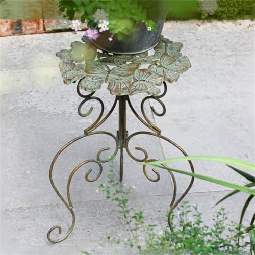 Outdoor Cast Iron Flower Stand, Heavy Duty Cast Iron Potted Plant Stand,Garden Potting Bench Table,Round Potted Plant Stand Rack,Decorative Flower Pot Holder,for Home Garden,Green,Small - Image 3