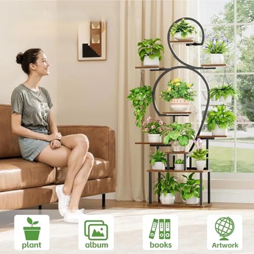 Plant Stand Indoor with grow lights: 9 Tiered Large Plant Shelf with Lights, 64" Multi Tier Tall plant stand for indoor growing Llighted Corner Plant Rack - Image 5