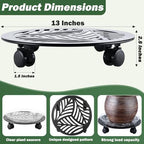3 Packs 13 inches Large Metal Plant Caddy with PU Wheels Heav-Duty Rolling Plant Stands Indoor Outdoor Wheeled Plant Dolly Coasters Flower Pot Mover Rollers Plant Trolley Cart, Plant Saucers Included - Image 4