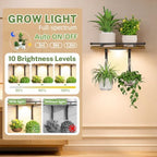 iDavosic.ly Wall Plant Holder with Grow Light 2 Pack, Floating Shelf, Brown - Image 3