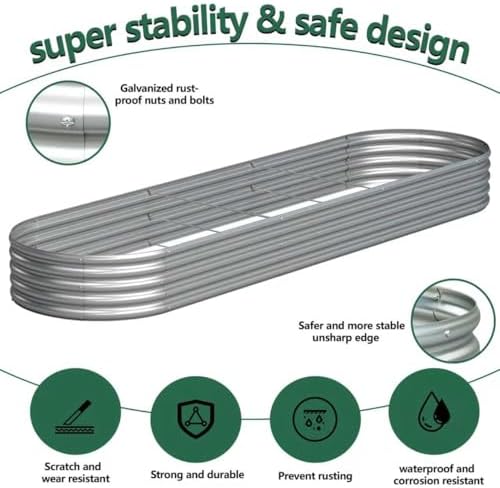 2PCS 12x2x1FT Galvanized Metal Raised Garden Bed,Outdoor Planter Box for Vegetables - Image 2