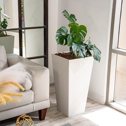 XBrand 30-Inch Tall Tapered Indoor and Outdoor, White Planter - Image 5