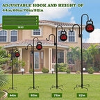 Shephard Hooks Outdoor 76 Inches for Lanterns Double Hooks Heavy Duty Shepherd Stand Plant Hanger Yard Hooks for Solar Lights,Bird Feeder Wedding Adjustable Height&Hooks Powder Coated - Image 3