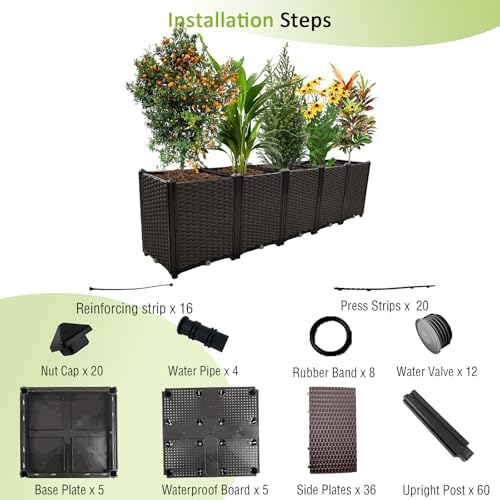 Large Planters for Outdoor Plants Rectangular Raised Garden Bed Elevated Planter Boxes Patio Balcony Deck for Planting Flowers, Vegetables, Tomatoes, and Herbs - Image 6