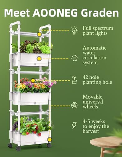 Hydroponics Growing System,AOONEG 42Pods Indoor Herb Garden with LED Grow Light,Hydroponics Growing System Kit with Automatic Timer,Pump System,Adjustable Height,No Seed - Image 2
