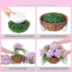 Ammyoo Artificial Light Purple Hydrangea Flowers with Hanging Basket - Image 6