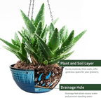 12 Inch Glazed Hanging Planters for Indoor Outdoor Plants, Hanging Baskets - Image 5