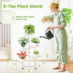 Plant Stand Indoor Outdoor,5 Tier Tall Corner Plant Shelf,White - Image 2