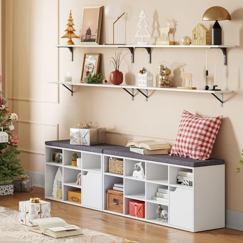 DINZI LVJ Long Wall Shelves, 47.3Inch Wooden Floating Shelves with Brackets - Image 2