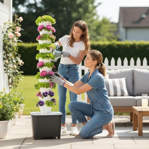 TIRUSSS Hydroponic Growing System Kit, Aeroponic Tower 50 Hole Garden Vertical Vegetable Planting System with Pump and Mobile Water Tank - Image 3
