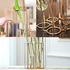 Hinged Flower Vases Test Tube Flower Vase with 5 Test Tubes Gold Metal Frame can be Bent and Contorted, Propagation Station Plant Holder Tubos De Ensayo for Home Wedding Decor, Balcony - Image 5