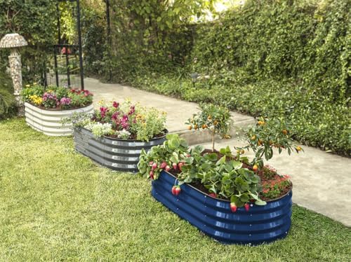 Plant & Plot Galvanized Raised Garden Beds Outdoor // 4×2×1 ft (2-Pack) Planter Raised Beds for Gardening, Vegetables, Flowers // Large Metal Garden Box // Patented Tool-Free Design (Navy) - Image 6