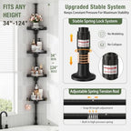 shuang qing 360° Rotating Corner Shower Caddy Tension Pole Organizer, Black - Image 2