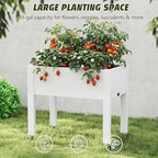 Raised Garden Bed with Wheels, Resin Elevated Planter Box, White - Image 6