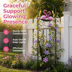 Solar Flamingo Garden Trellis Metal Climbing Plant Flower Stake - Image 3