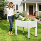 2 Pack Raised Garden Bed with Wheels, Resin Raised Planter Box Outdoor with Drainage System, Large Herb Garden Planter Set for Backyard Patio Balcony, Ashen (17.7" D x 30" W x 26.3" H Each) - Image 4