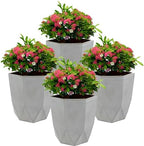Sunnydaze Modern Faceted 14.75 in Polyresin Planter - Light Gray - Set of 4 by SunnydazeDecor