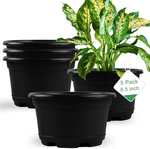 KPUVX 5 Pack 8.5 inch Plant Pot, Indoor Flower Pots by KPUVX