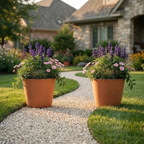 GreenShip 15 inch Large Planters for Outdoor Plants, Set of 2 - Image 6