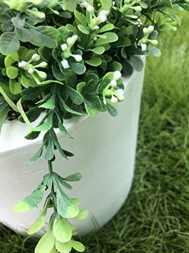 Round Concrete/Fiberglass Indoor & Outdoor Lightweight Decorative Plant Pots with Drainage Hole, Single Planter, 9.8" L, Pure White - Image 5