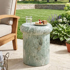 Christopher Knight Home Taya 18.11 Inch MGO Side Table, Modern Round End Table, Weather-Resistant Sculptural Accent Table for Garden Backyard, Indoor & Outdoor Versatile Pedestal Stool,Green + Marble by ChristopherKnightHome