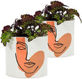 Planter for Succulent Plant Ceramic Plant Pots Indoor, Novelty Planters for Home Office Garden (Modern Girl Profile, Large, 2) by SILVERFEVER