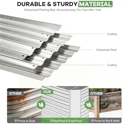 Galvanized Raised Garden Bed Kit,2Pcs 4x2x1.4ft Planter Box Silver - Image 2