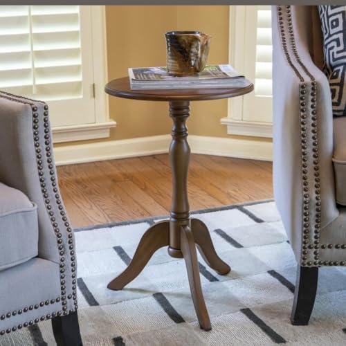 Decor Therapy Simplify Round Pedestal Accent Side Table, Chic & Compact MDF Furniture for Traditional Stylish Spaces - Honeynut - (15" x 15" x 24") - Image 2