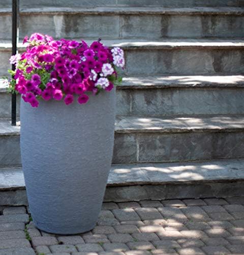 Algreen Athena Self-Watering Planter, Tall Tapered Indoor/Outdoor Plant Pot with Water Reservoir, Charcoalstone, 15 in x 24.5 in - Image 3