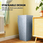 Tall Rattan Style Planters, Set of 3, 24 Inch, Light Gray - Image 2