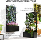 Outsunny Metal Raised Garden Bed with Trellis, Twigs and Leaves Cut-Outs - Image 4