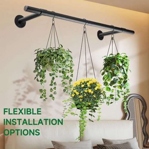 2 pcs Hanging Planters Rod – Plant Hanger Indoor for Window Ceiling, Hanging Plant Shelf for Wall Planter House Plants, Plant Shelves Metal Holder Bar 47.5In (Pots, Plants, Chains not Included) - Image 6