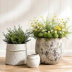 Craft flowerpots 18"+13"+9" Dia Round Concrete Planter Set of 3 Large Outdoor/Indoor Planter Pots Containers with Drainage Holes and Rubber Plug for Home Garden (White, Large) by Unknown
