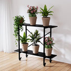Zhongma 2 Tier Window Height Metal Plant Stand with wheels easy assembly - Image 6