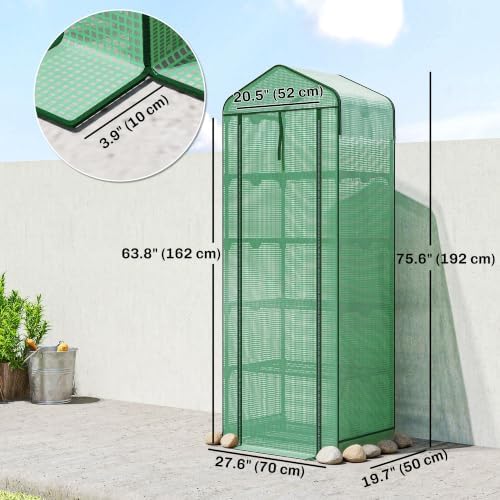 Outsunny 5 Tier Mini Greenhouse w/ Screen Roof 27.6" x 19.7" x 75.6" Green - Image 7