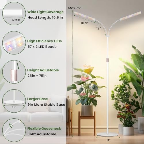 LBW Grow Lights for Indoor Plants, 75" Tall Full Spectrum Plant Grow Light - Image 5