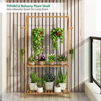 Hanging Plant Shelf Indoor Outdoor Bamboo Wood Plant Flower Stands - Image 3