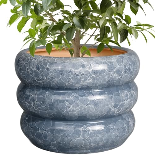 SQOWL Ceramic Planter 10 Inch - Indoor Plant Pot with Drainage Hole Outdoor Planter Large Flower Pot Modern Decorative Plant Pot for Bathroom Room Decorations Gray by SQOWL