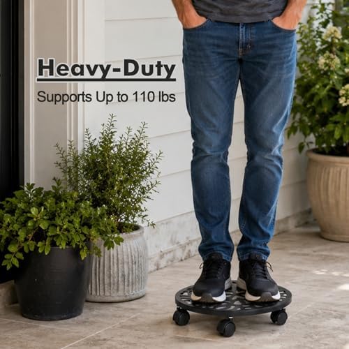 3 Pack Plant Caddy with Wheels, 12 inch Plant Stand with 2 Locking Casters Heavy Duty Metal Plant Dolly Roller for Indoor Outdoor Flower Pots, Rolling Plant Tray Wheeled Planter Mover Trolley - Image 7